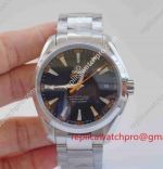 Swiss Replica Omega Seamaster Co-Axial SS Black Dial Orange Second hand Watch